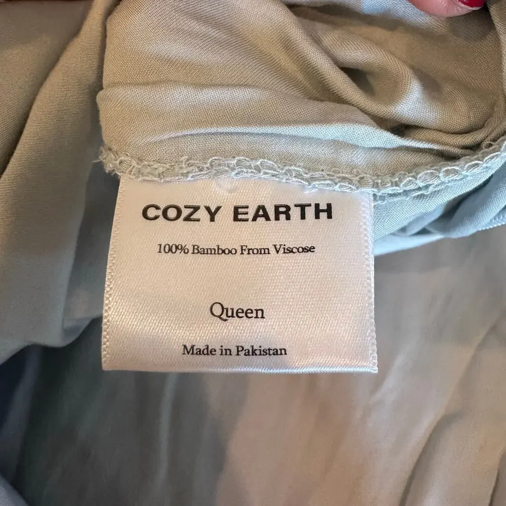 Cozy Earth Bamboo Duvet Cover Queen Shore Blue NWOT